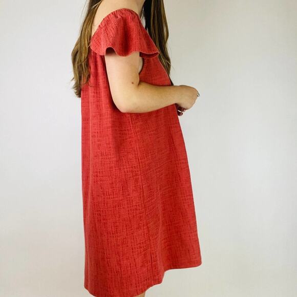 Madewell pink Off Shoulder Ruffle Button Dress - Picture 5 of 6